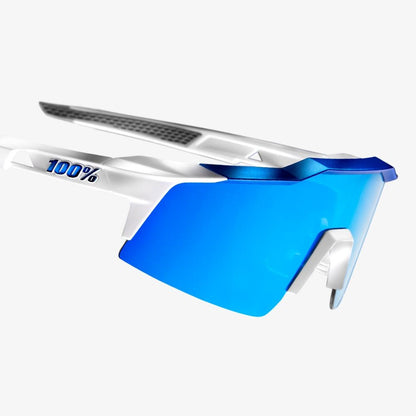 100% SPEEDCRAFT® SL Matte White/Metallic Blue HiPER® Blue Multilayer Mirror Lens + Clear Lens Included