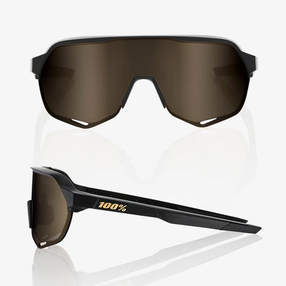 100% S2® Matte Black Soft Gold Mirror Lens + Clear Lens Included