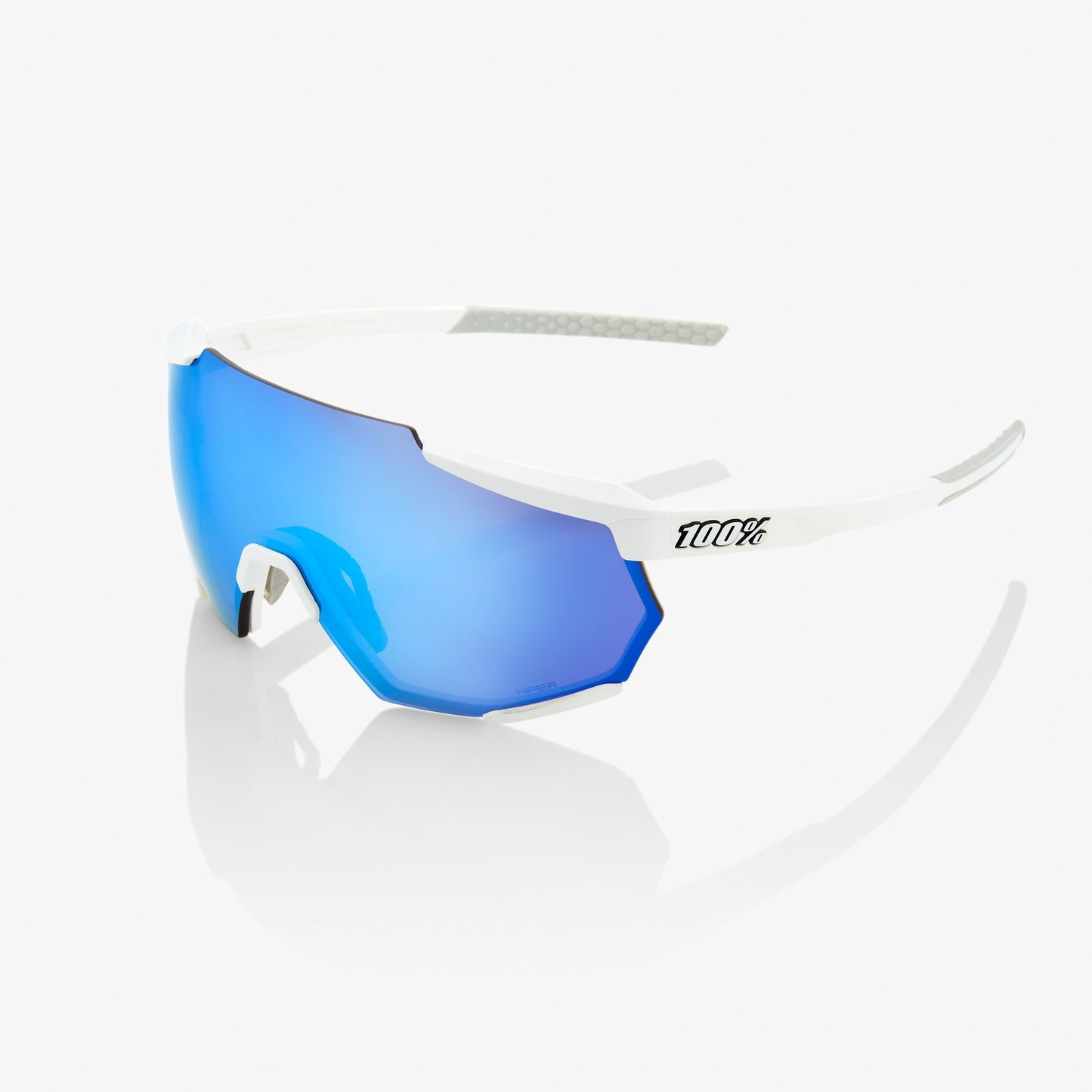 100%   RACETRAP® Matte White HiPER® Blue Multilayer Mirror Lens + Clear Lens Included