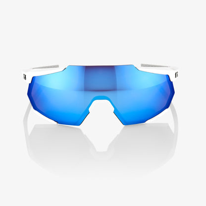 100%   RACETRAP® Matte White HiPER® Blue Multilayer Mirror Lens + Clear Lens Included