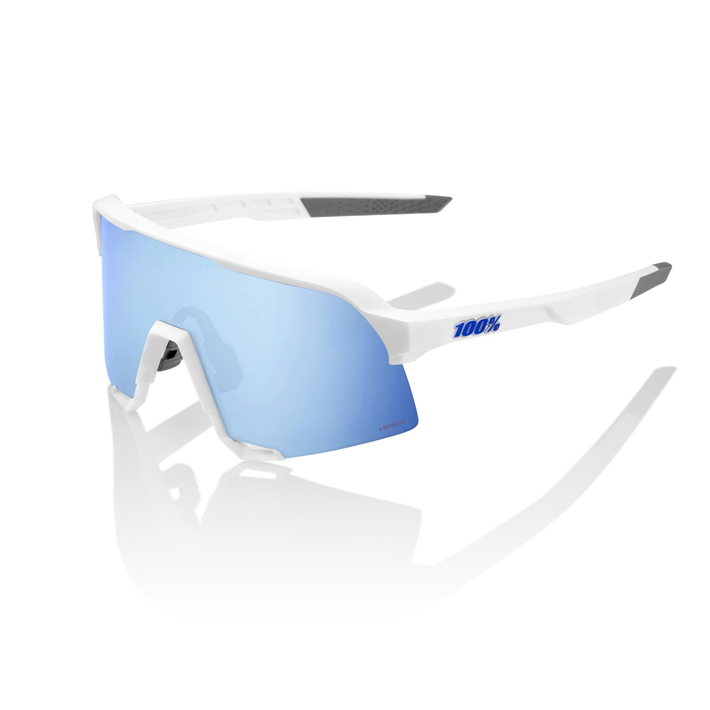 100% S3 - Matte White - HiPER Blue Multilayer Mirror Lens