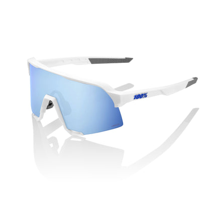 100% S3 - Matte White - HiPER Blue Multilayer Mirror Lens