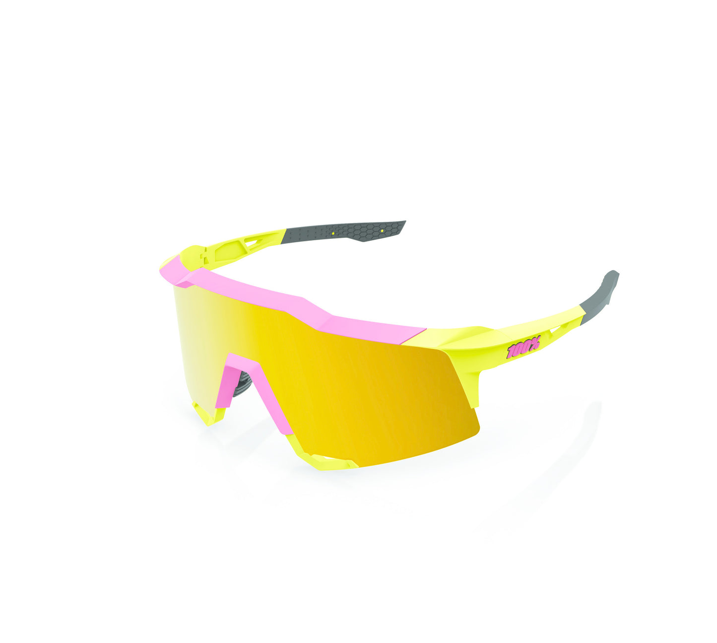 100% SPEEDCRAFT® Matte Washed Out Neon Yellow Flash Gold Mirror Lens + Clear Lens Included