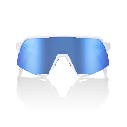 100% S3 - Matte White - HiPER Blue Multilayer Mirror Lens