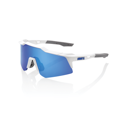 100% Speedcraft XS - Matte White - Blue Multilayer Mirror Lens