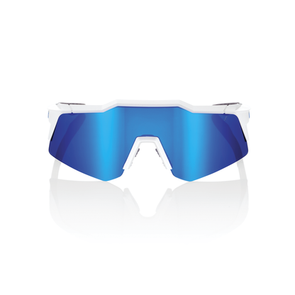 100% Speedcraft XS - Matte White - Blue Multilayer Mirror Lens