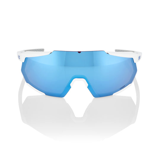 100% RACETRAP 3.0 - Matte White - HiPER Blue Multilayer Mirror Lens