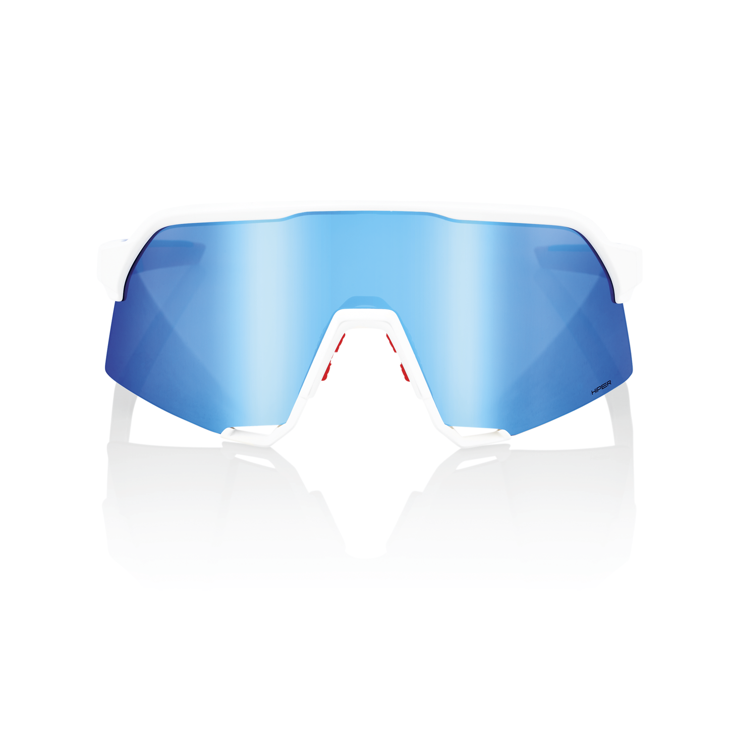 100% S3 - TotalEnergies Team Matte White / Metallic Blue - HiPER Blue Multilayer Mirror Lens