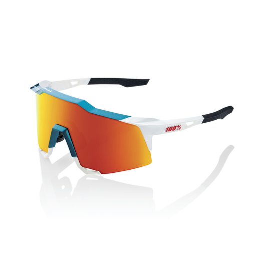 100% Speedcraft - Gloss Metallic Bora / Matte White - HiPER Red Multilayer Mirror Lens