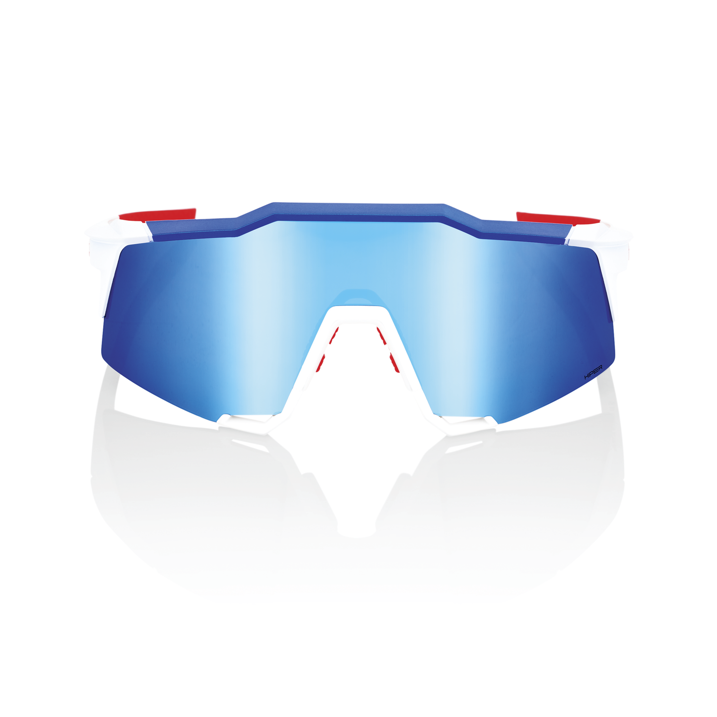 100% Speedcraft - TotalEnergies Team Matte White / Metallic Blue - HiPER Blue Multilayer Mirror Lens