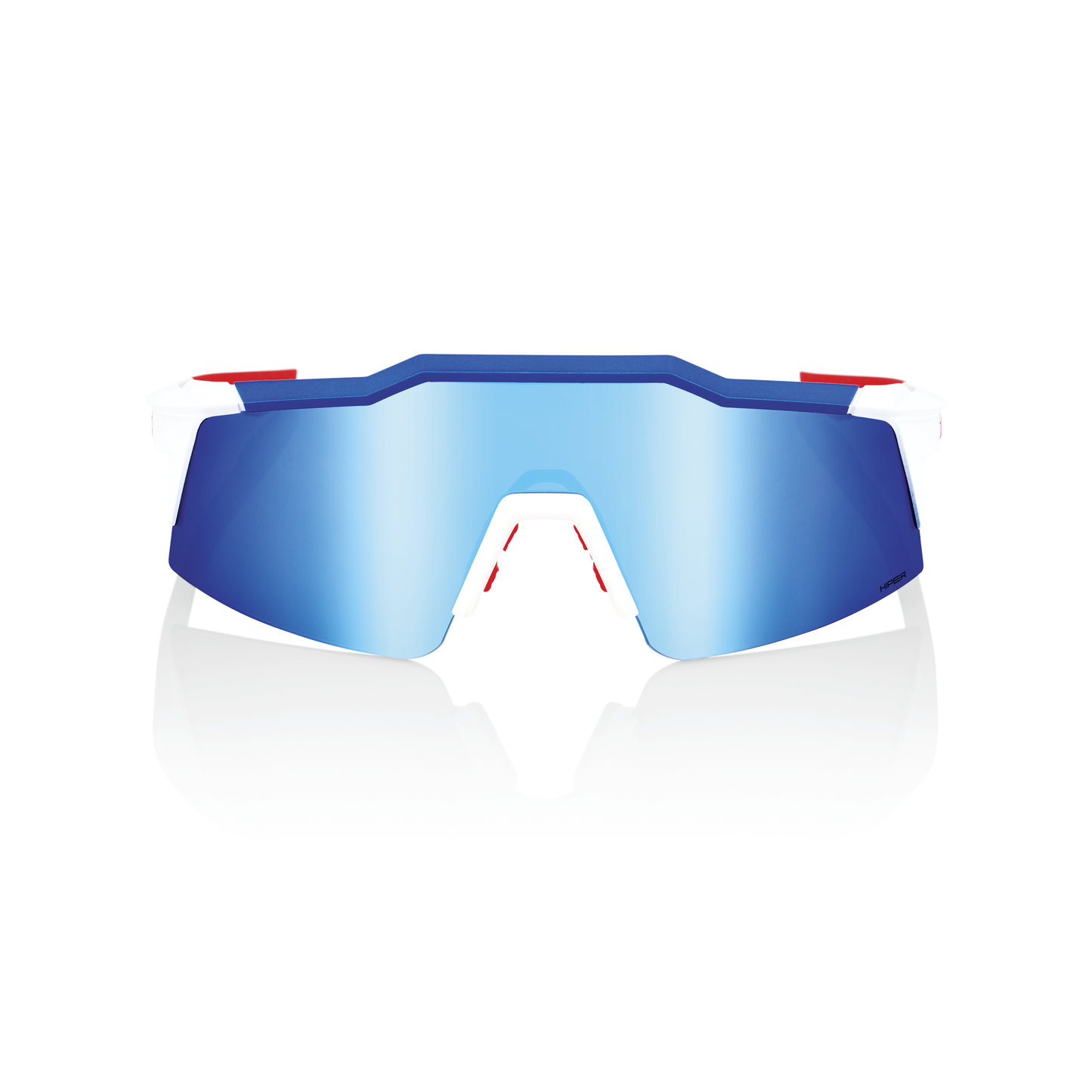 100% Speedcraft SL - TotalEnergies Team Matte White / Metallic Blue - HiPER Blue Multilayer Mirror Lens