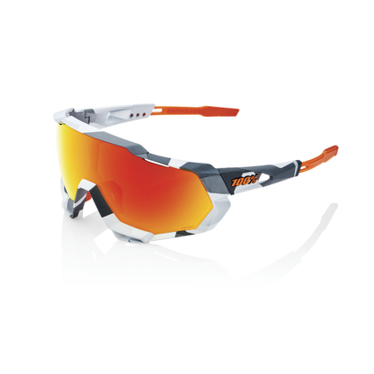 100% Speedtrap - Soft Tact Grey Camo - HiPER Red Multilayer Mirror Lens